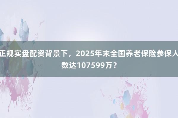 正规实盘配资背景下，2025年末全国养老保险参保人数达107599万？