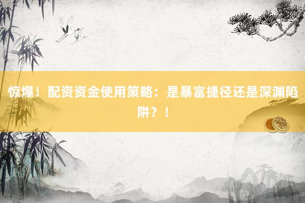 惊爆！配资资金使用策略：是暴富捷径还是深渊陷阱？！