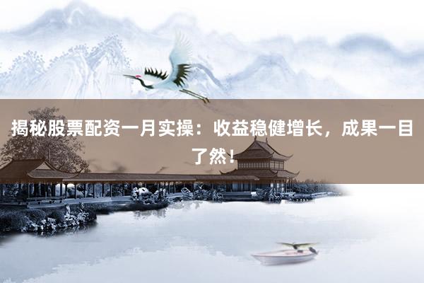 揭秘股票配资一月实操：收益稳健增长，成果一目了然！