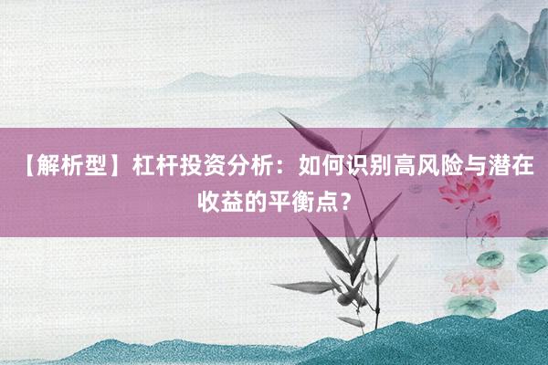【解析型】杠杆投资分析：如何识别高风险与潜在收益的平衡点？
