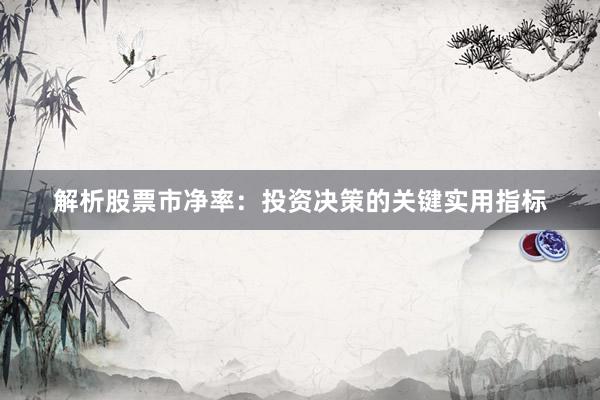解析股票市净率：投资决策的关键实用指标